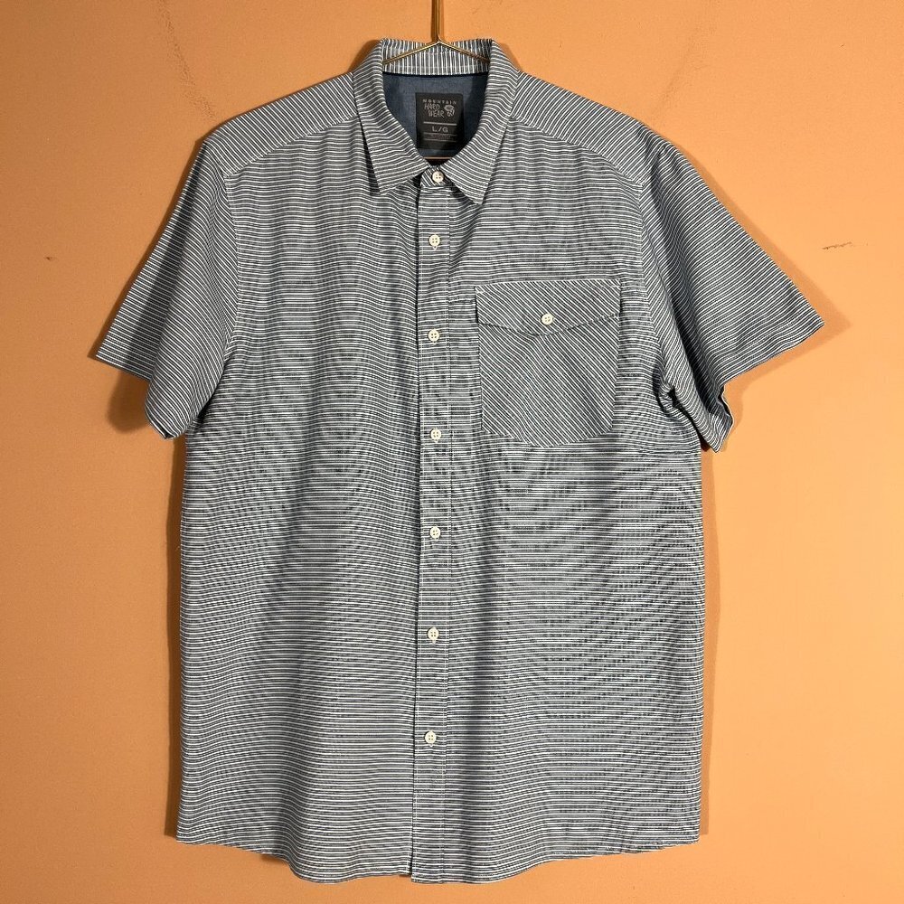 Mountain HardWear Mens Striped Gray Short Sleeve Shirt